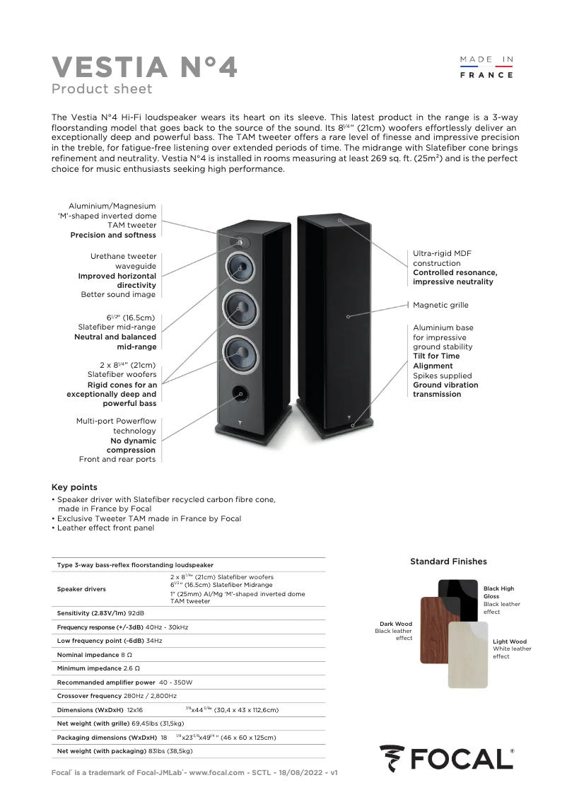 Página nº 1 - Ficha técnica Focal Vestia N°4