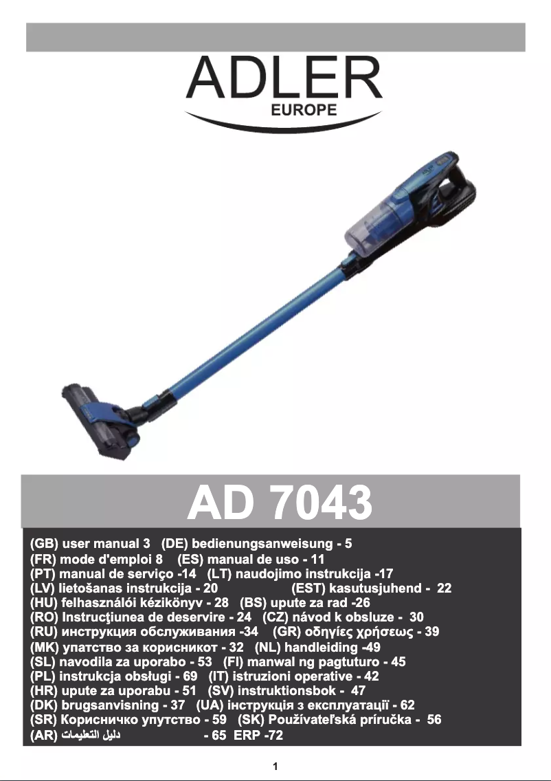Página 1 del manual Manual de usuario Adler AD 7043