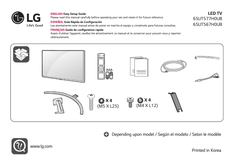 Imagen de la primera página del manual del dispositivo 65UT567H