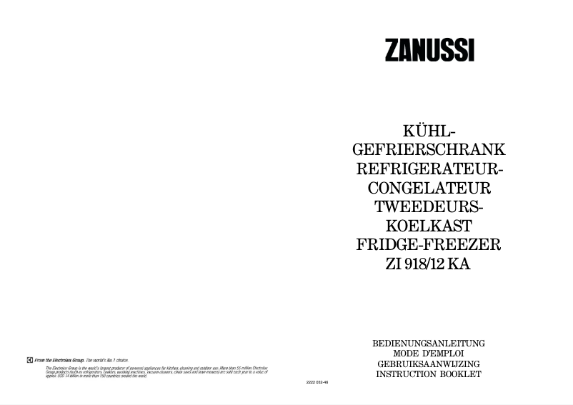 Página 1 del manual Manual de usuario Zanussi ZI 918/12 ka