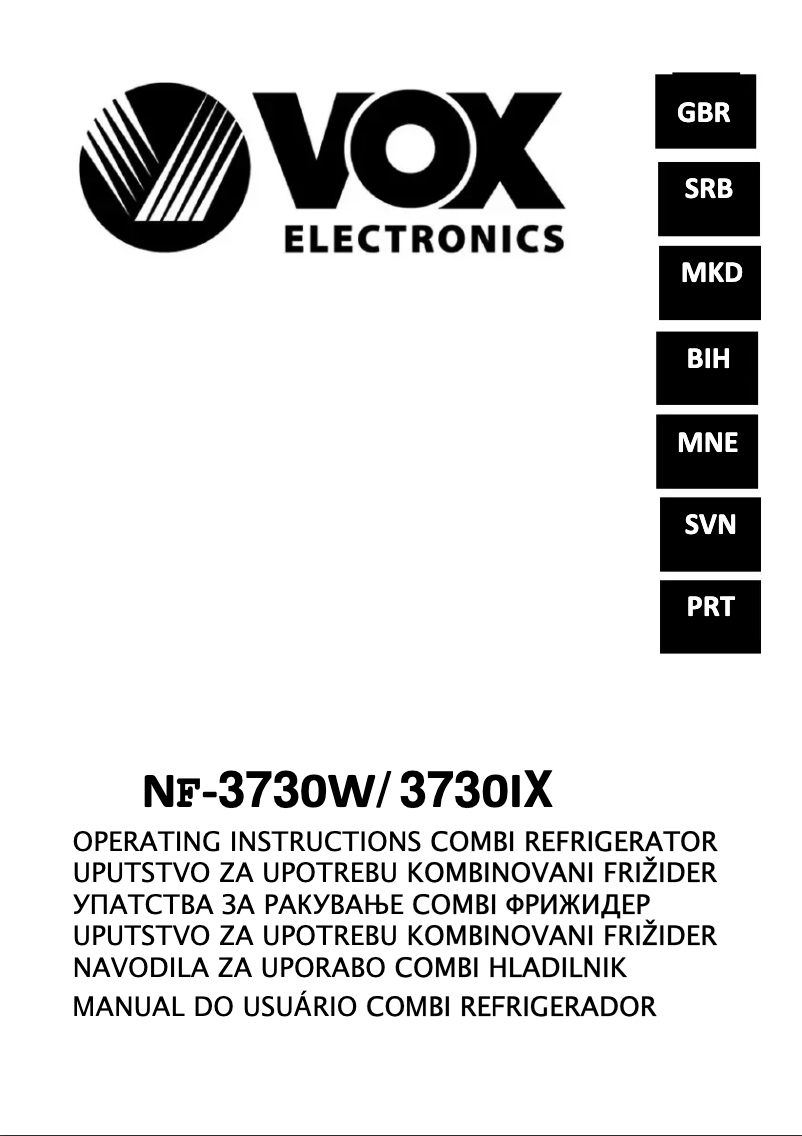 Página 1 del manual Manual de usuario VOX NF3730IX