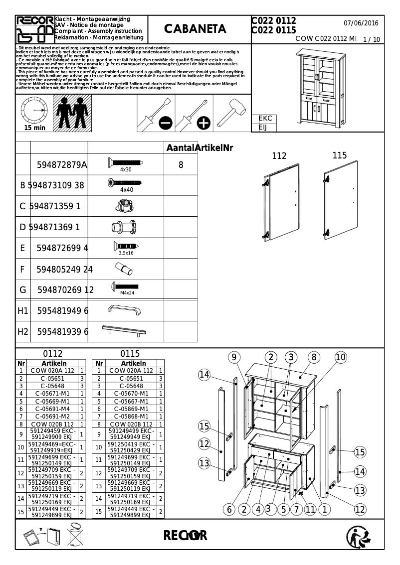 Imagen de la primera página del manual del dispositivo Cabaneta