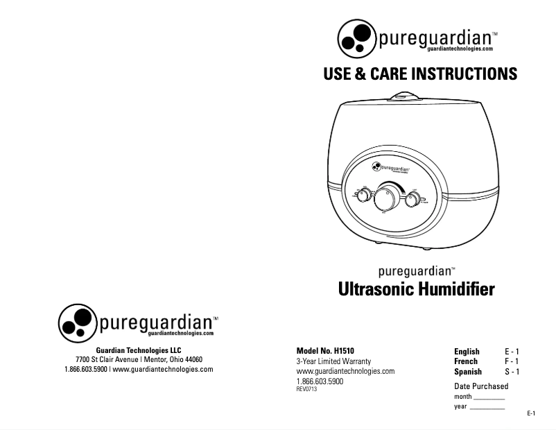 Imagen de la primera página del manual del dispositivo H1510