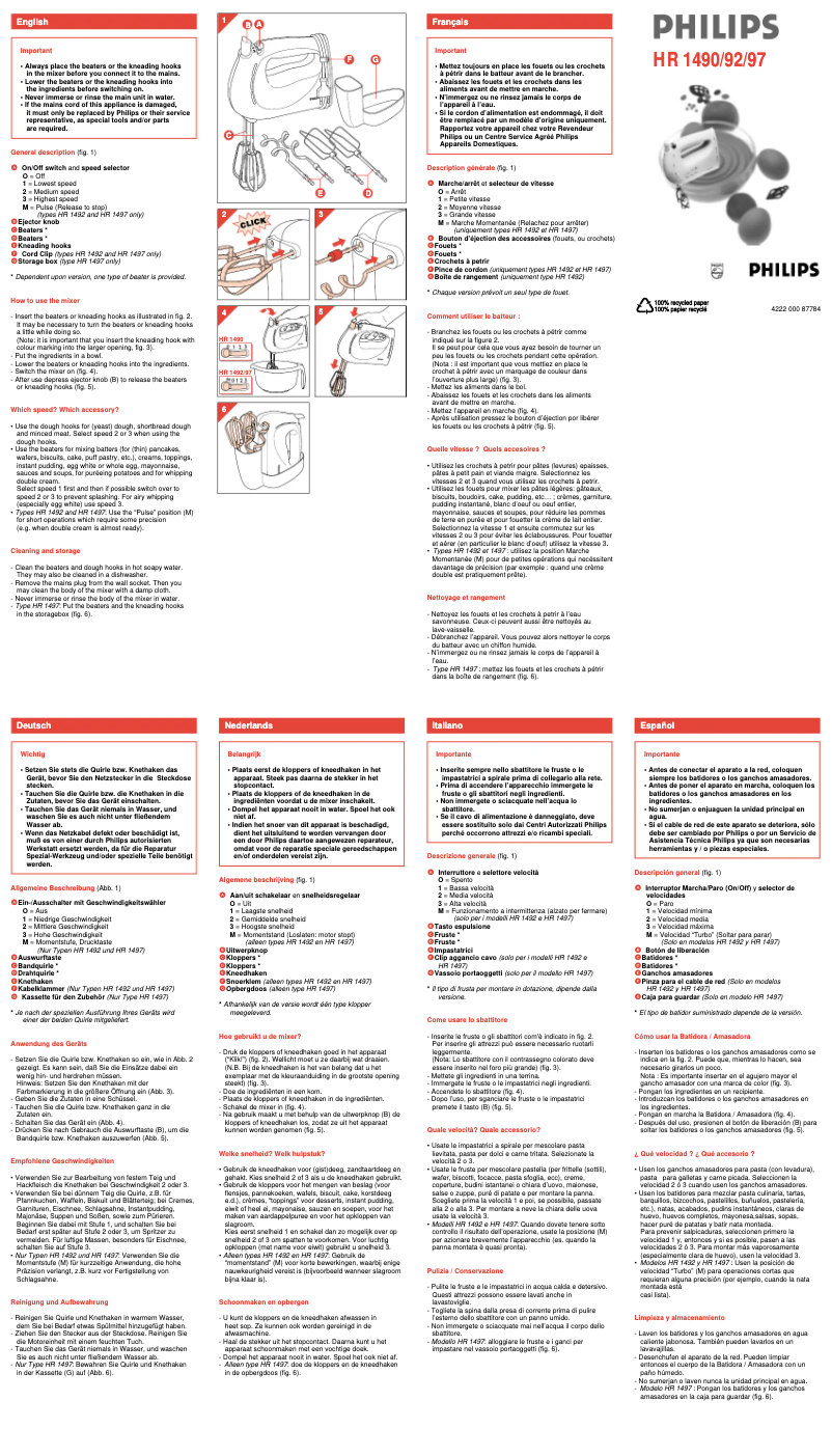 Página nº 1 - Manual de usuario Philips HR1490