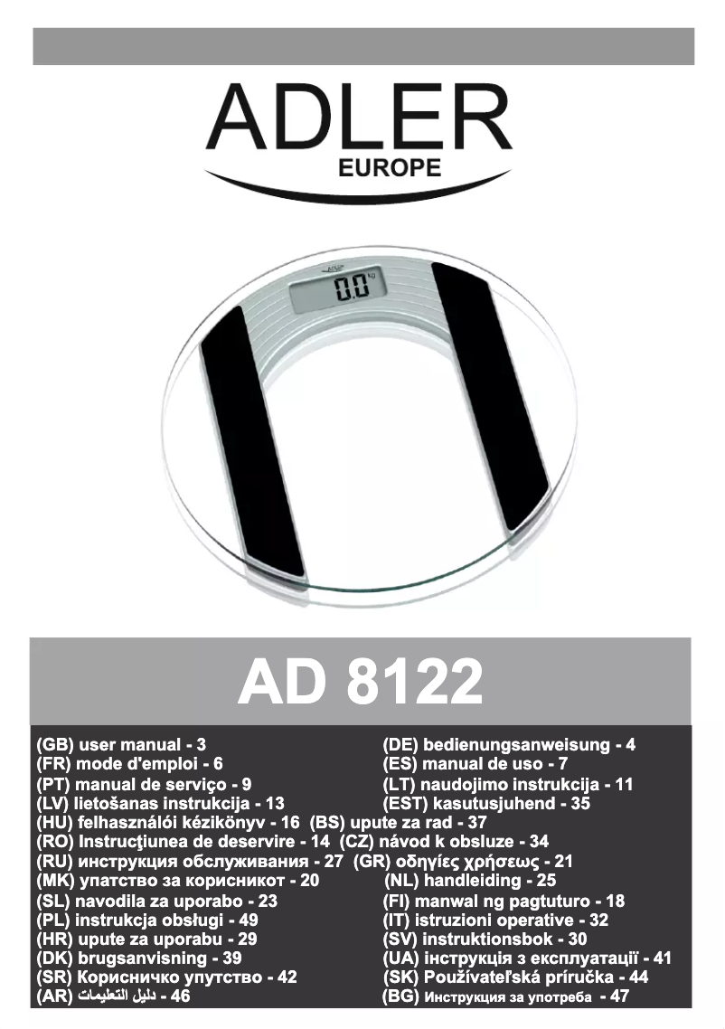 Imagen de la primera página del manual del dispositivo AD 8122