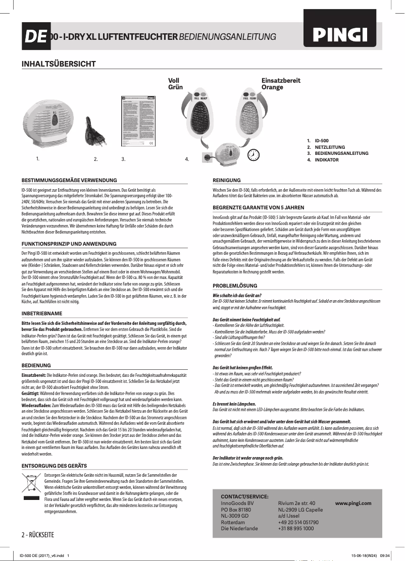 Página 1 del manual Manual de usuario Pingi I-Dry XL