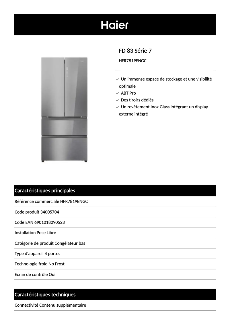 Imagen de la primera página del manual del dispositivo HFR7819ENGC