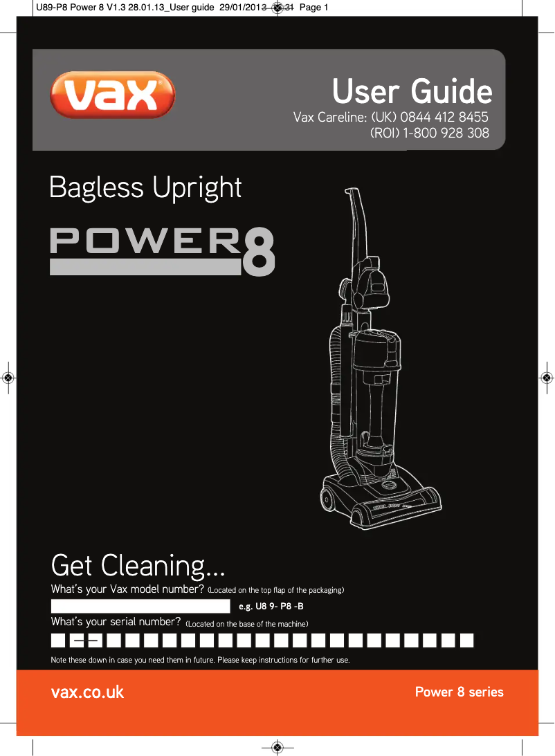 Imagen de la primera página del manual del dispositivo Power 8 U88-P8-T