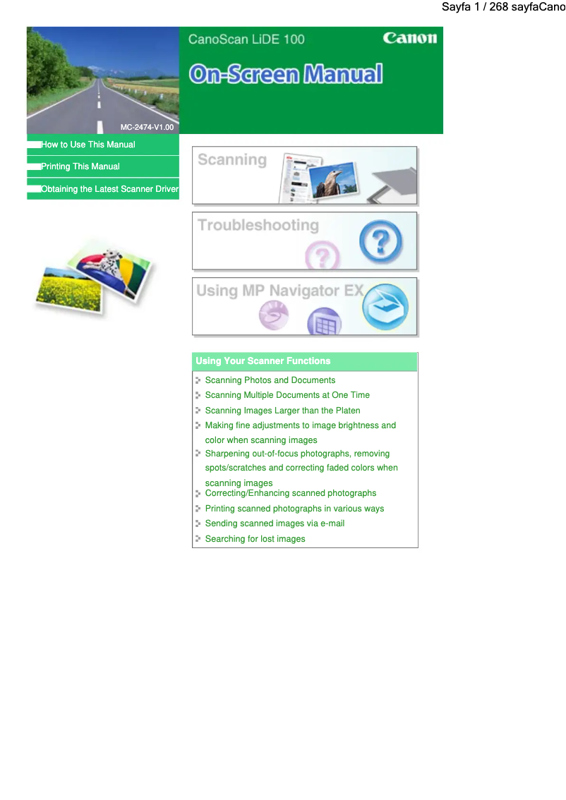 Página 1 del manual Manual de usuario Canon CanoScan LiDE 100