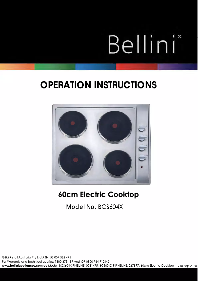 Imagen de la primera página del manual del dispositivo BCS604X