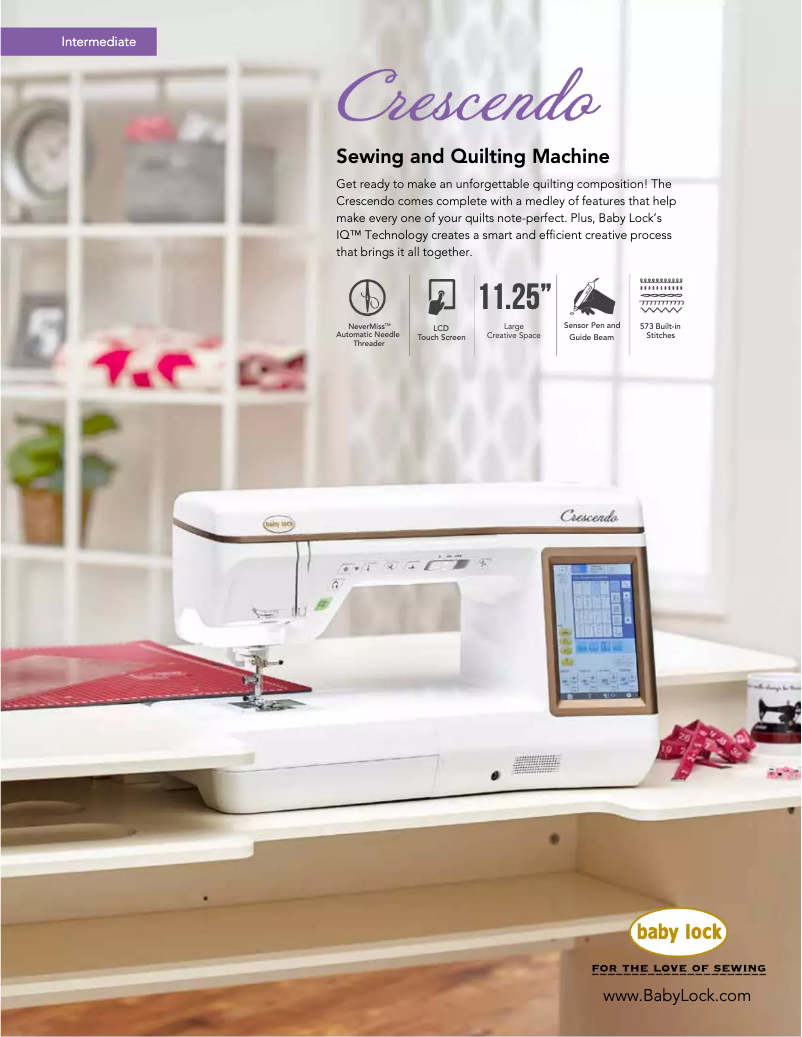 Página 1 del manual Ficha técnica Baby Lock Crescendo