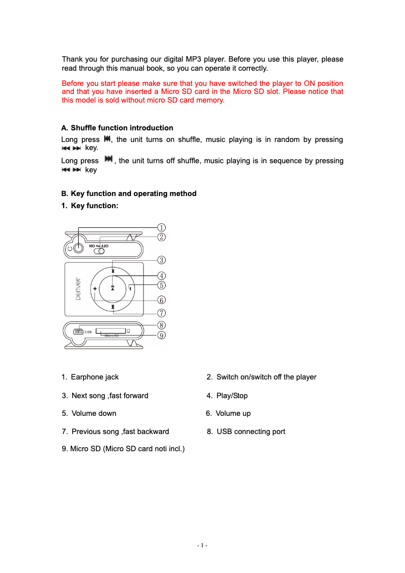 Imagen de la primera página del manual del dispositivo MPS-110NF