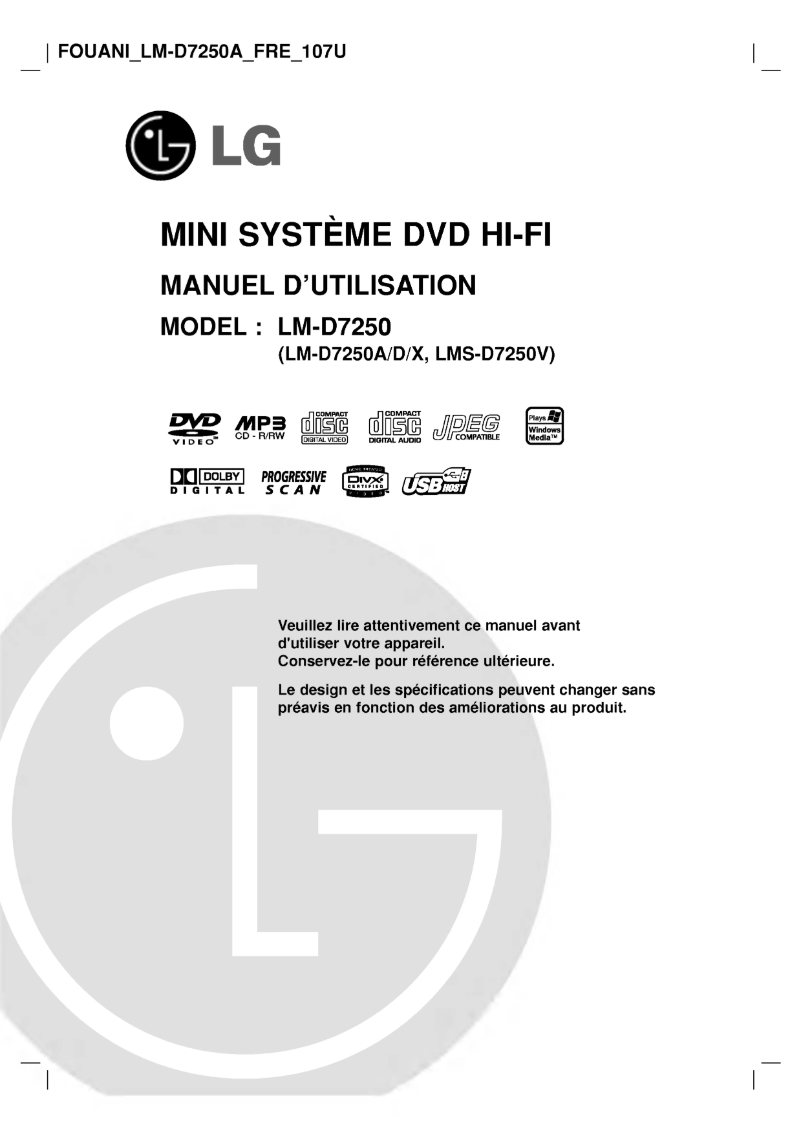 Imagen de la primera página del manual del dispositivo LM-D7250A
