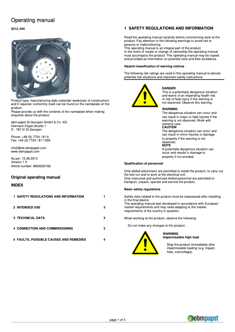 Imagen de la primera página del manual del dispositivo 3212 JH4