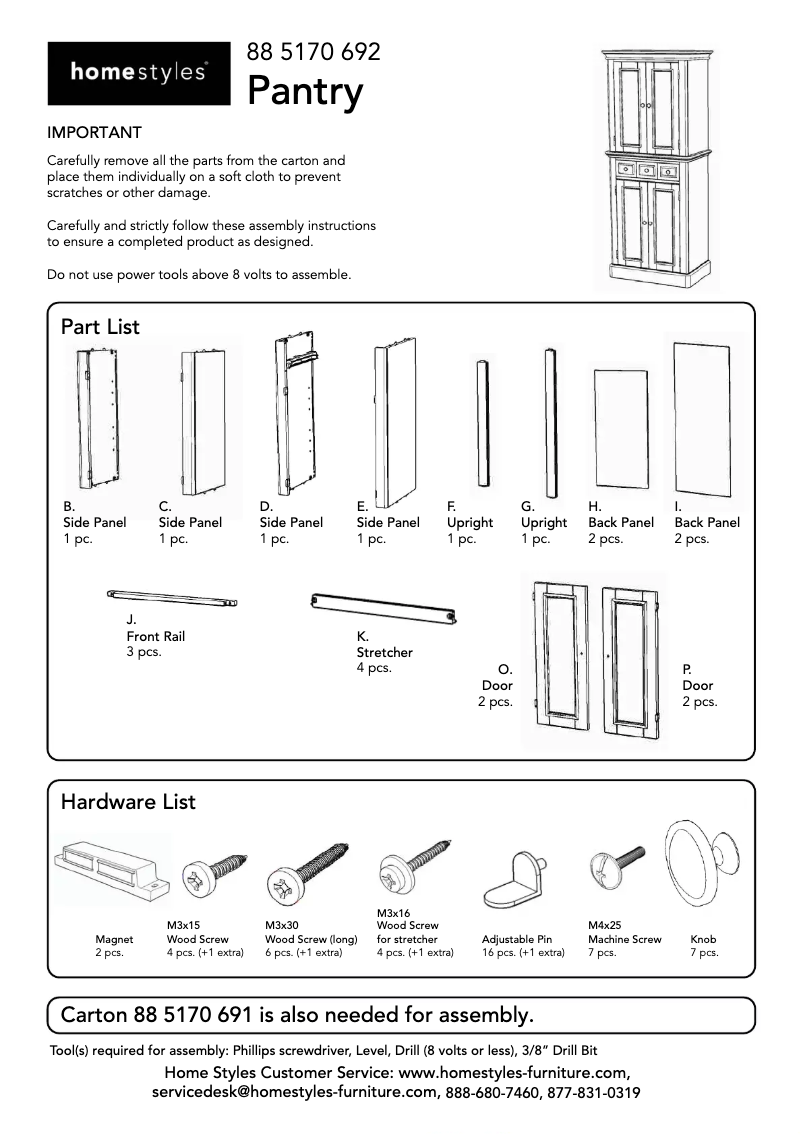 Página 1 del manual Manual de usuario Homestyles Pantry 5170-692