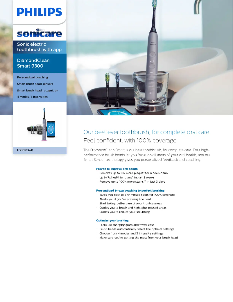 Imagen de la primera página del manual del dispositivo Sonicare DiamondClean Smart HX9903