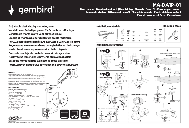 Imagen de la primera página del manual del dispositivo MA-DA1P-01