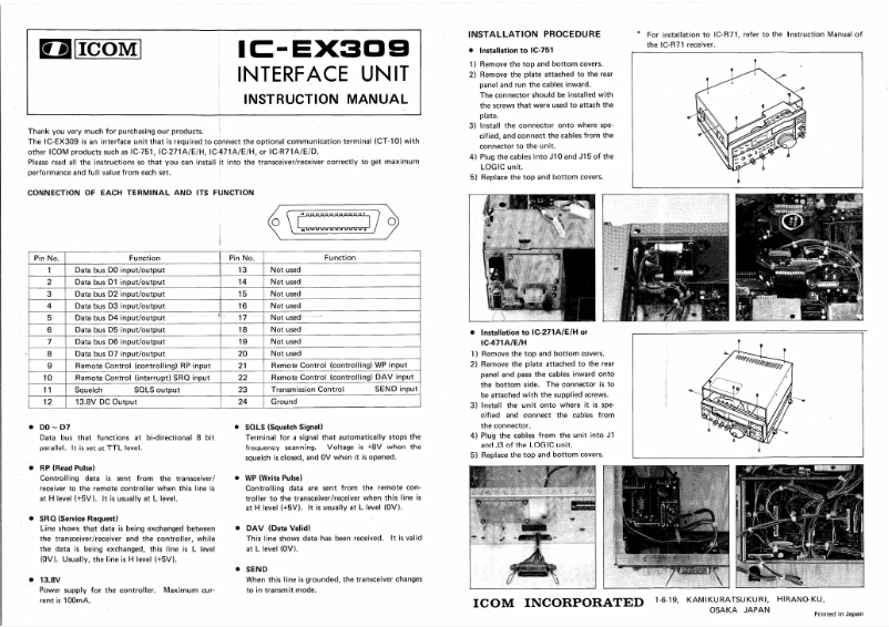 Página nº 1 - Manual de usuario ICOM IC-EX309