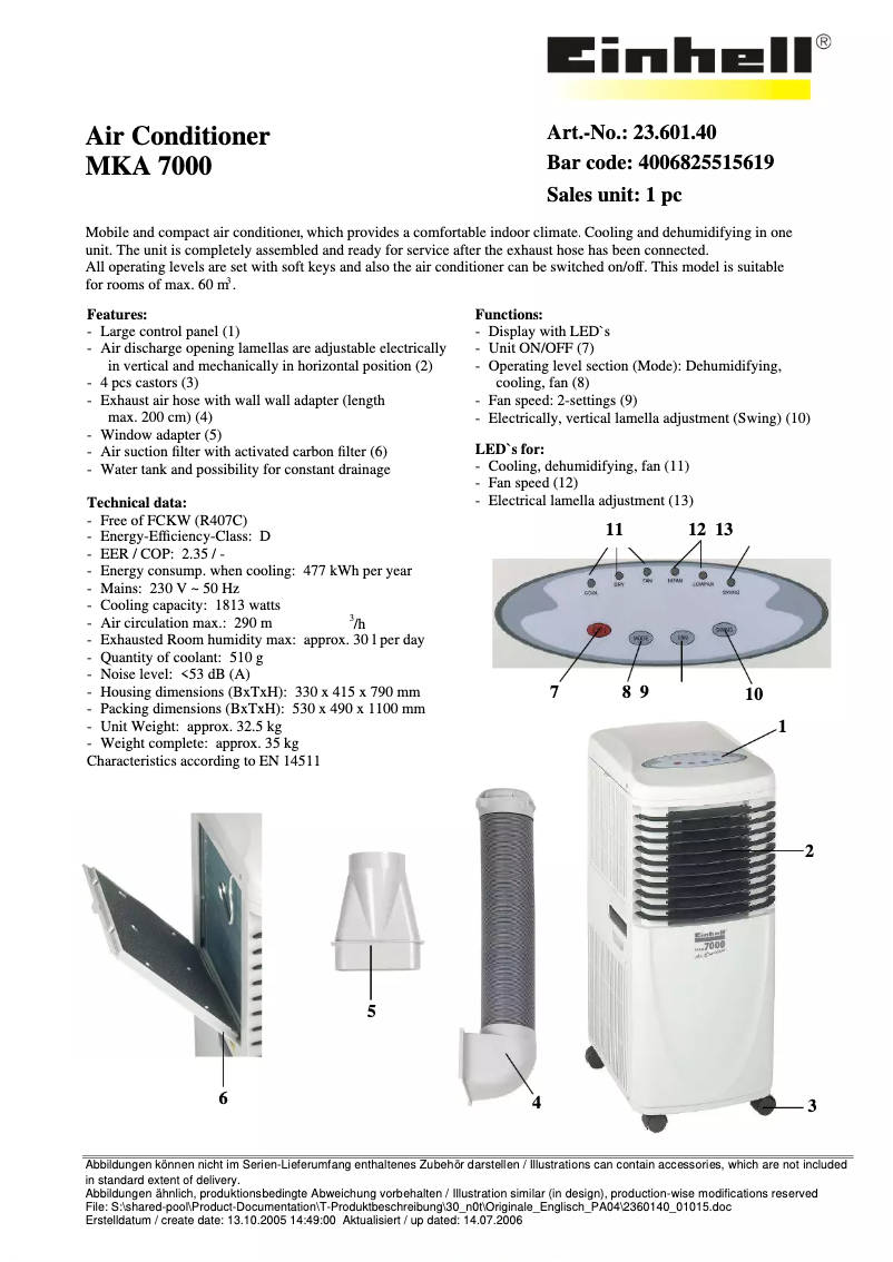 Página 1 del manual Manual de usuario Einhell MKA 7000