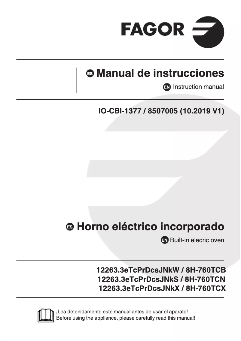 Página 1 del manual Manual de usuario Fagor 8H-760TCN