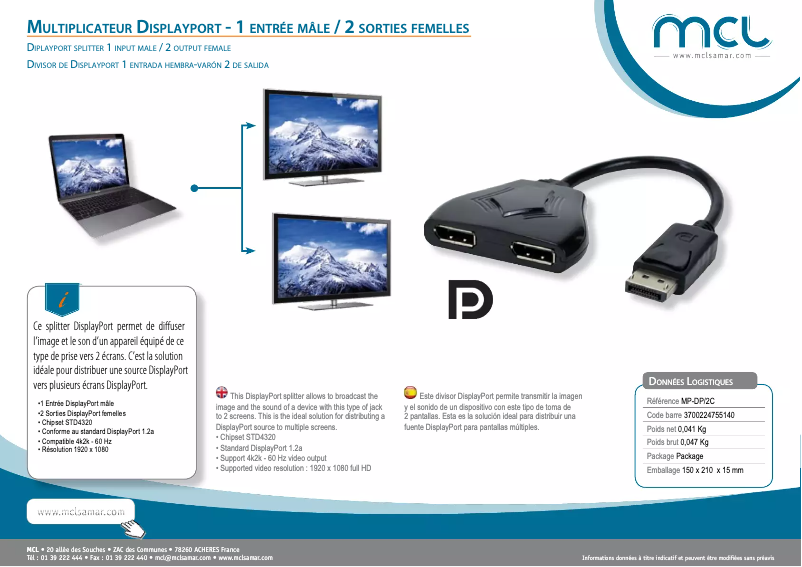 Imagen de la primera página del manual del dispositivo MP-DP/2C