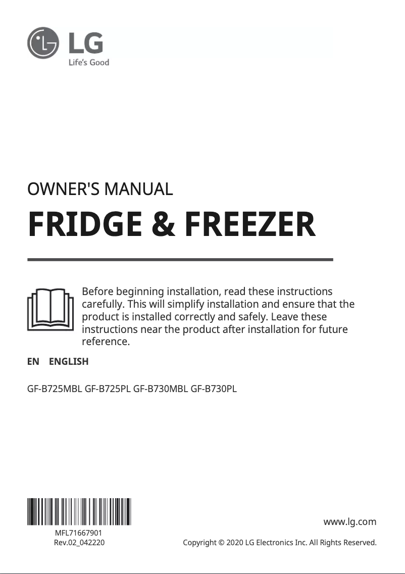 Imagen de la primera página del manual del dispositivo GF-B730PL