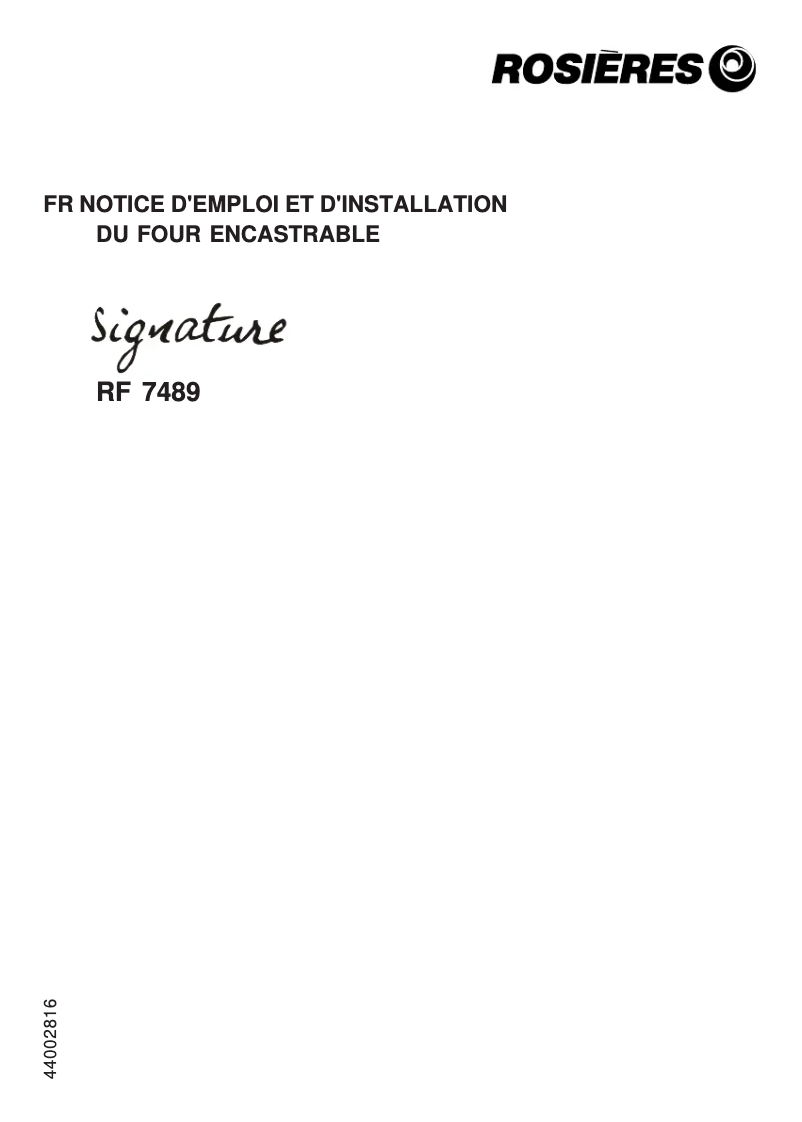 Imagen de la primera página del manual del dispositivo RF 7489 IN