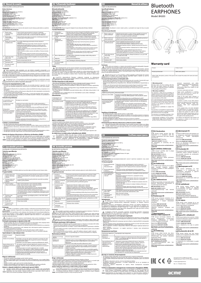 Imagen de la primera página del manual del dispositivo BH203