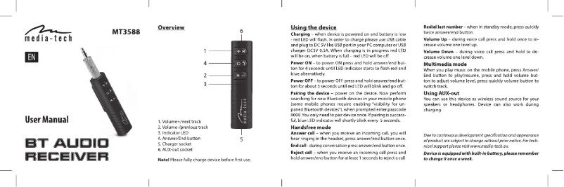 Página 1 del manual Manual de usuario Media-Tech MT3588