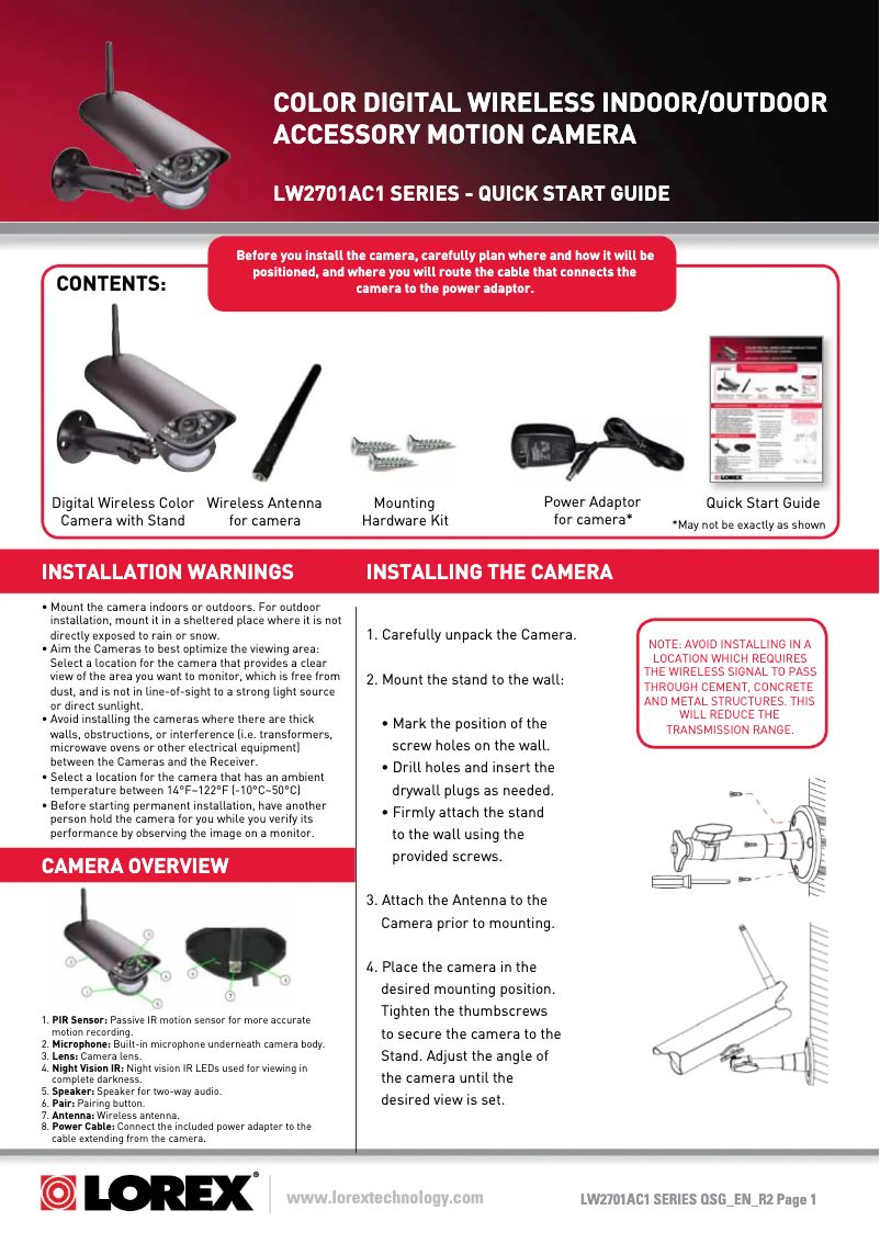 Página nº 1 - Manual de usuario Lorex LW2701AC1