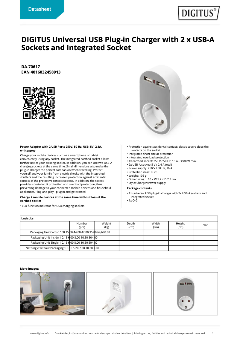 Página 1 del manual Ficha técnica Digitus DA-70617