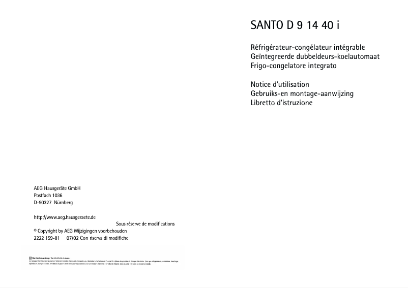Imagen de la primera página del manual del dispositivo Santo D 91440 I