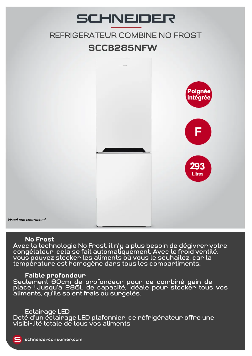 Página 1 del manual Ficha técnica Schneider SCCB285NFW