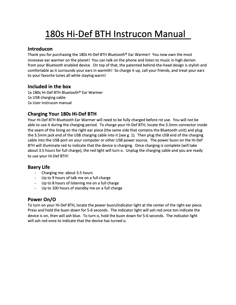 Página 1 del manual Manual de usuario 180s Gen 2 Bluetooth