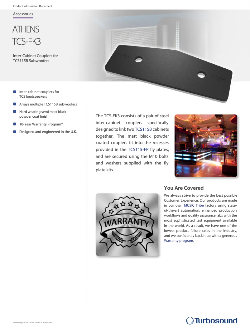 Página 1 del manual Ficha técnica Turbosound TCS-FK3