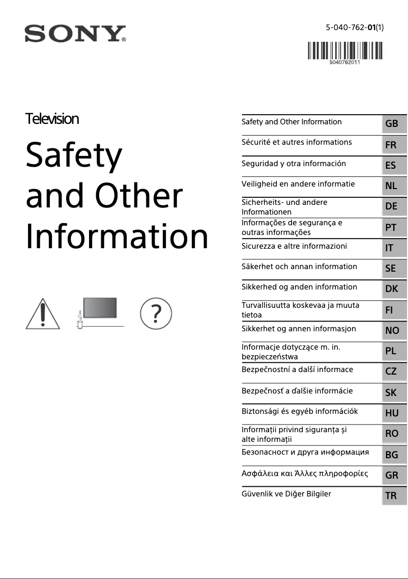 Página nº 1 - Instrucciones de seguridad Sony KD-50X72K