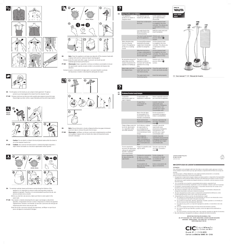 Imagen de la primera página del manual del dispositivo Walita EasyTouch Plus RI514