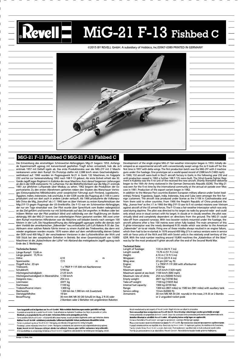 Página 1 del manual Manual de usuario Revell MiG-21 F.13 Fishbed C