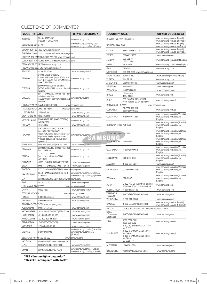 Página 1 del manual Manual de usuario Samsung AVXCMH056EE