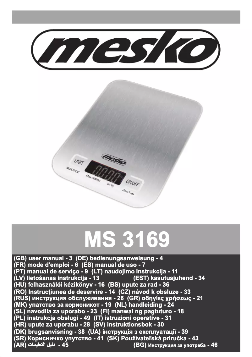 Página 1 del manual Manual de usuario Mesko MS 3169