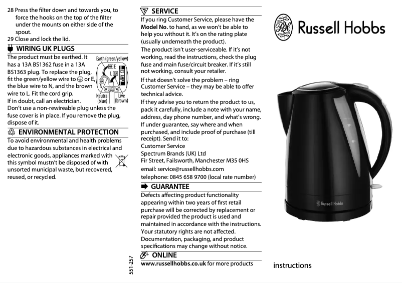 Página 1 del manual Manual de usuario Russell Hobbs Buxton 17869