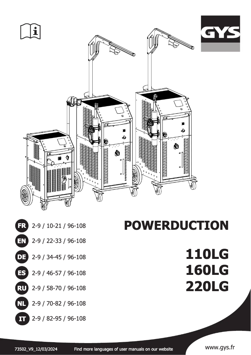 Página 1 del manual Manual de usuario GYS Powerduction 220LG