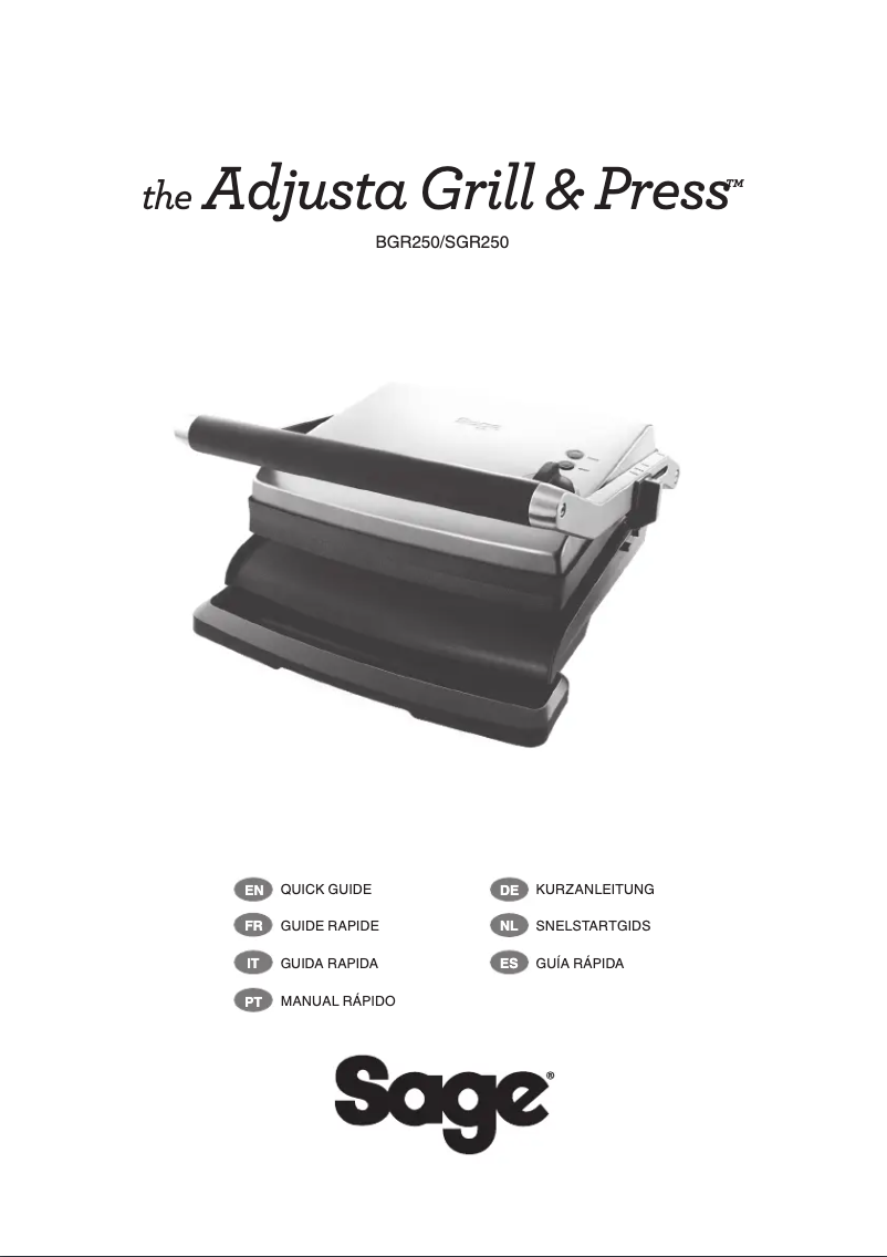Imagen de la primera página del manual del dispositivo the Adjusta Grill & Press BGR250