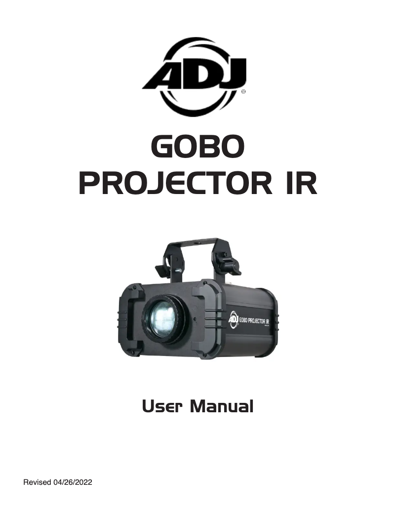 Imagen de la primera página del manual del dispositivo Gobo Projector IR