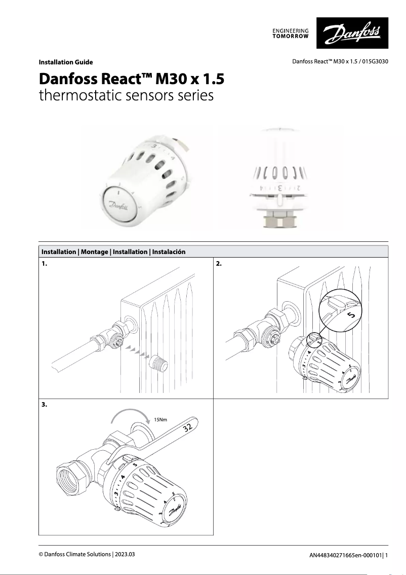 Página 1 del manual Manual de usuario Danfoss React M30x1.5