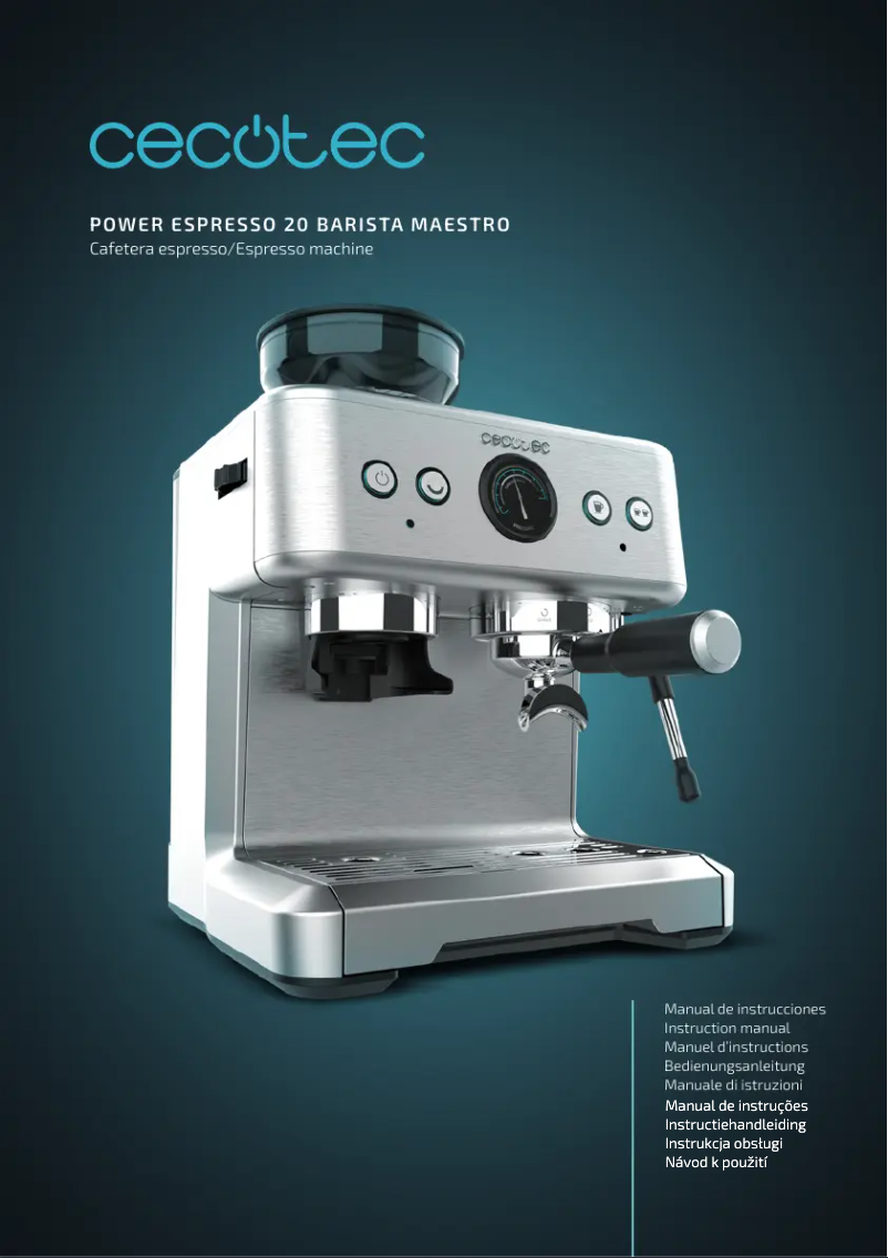 Imagen de la primera página del manual del dispositivo Power Espresso 20 Barista Maestro