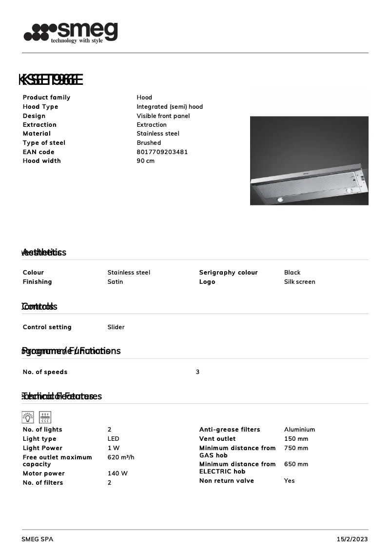 Página 1 del manual Folleto Smeg KSET96E