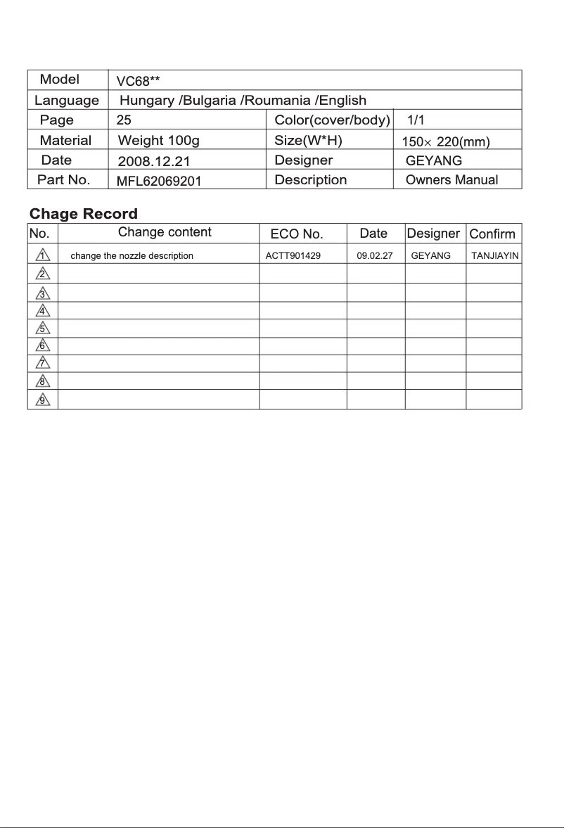 Página 1 del manual Manual de usuario LG VC6818NRT