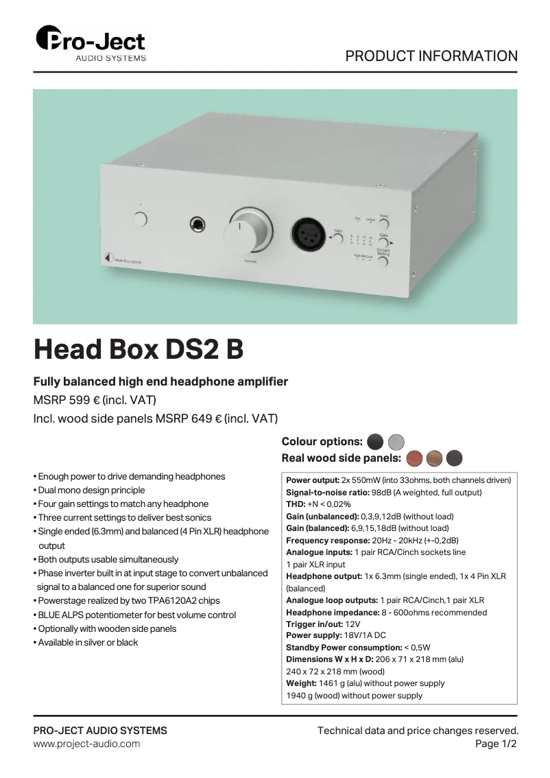 Imagen de la primera página del manual del dispositivo Head Box DS2 B