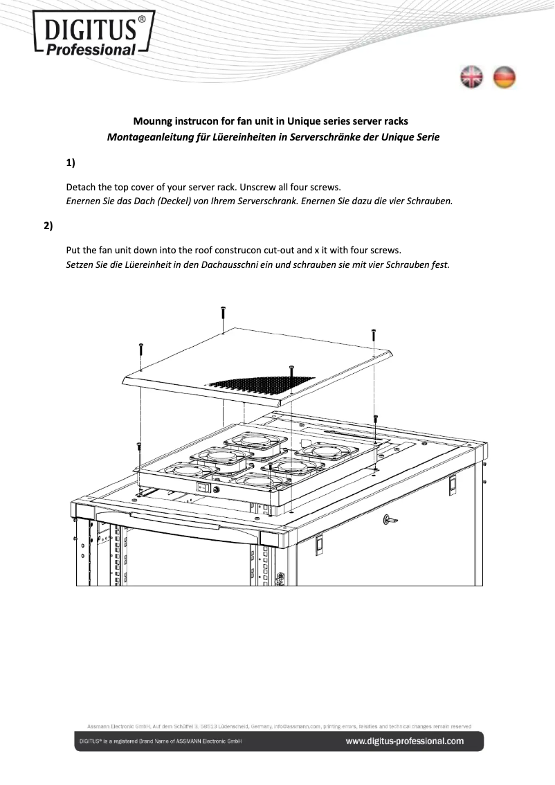 Imagen de la primera página del manual del dispositivo DN-19 FAN-6-SRV-B